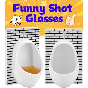 White Elephant Gifts for Adults: Urinal Shot Glasses Set of 2 Odd Funny Gag Gifts for Men Women Christmas Stocking Stuffers Party