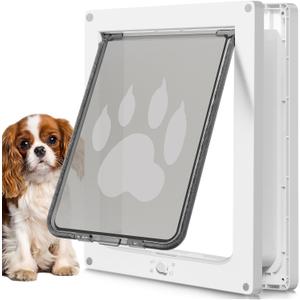 CEESC Dog Door for Pets Up to 20 lb, Weatherproof Pet Door for Cats and Dogs, Durable, Snap-in Closing Panel Included, Suitable for Interior and Exterior Doors(Small White)