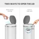 iTouchless 50 Liter / 13 Gallon Sensor Kitchen Trash Can with Odor Filter – Slim Round White Stainless Steel Automatic Garbage Recycling Bin for Home, Office, Business, Garage