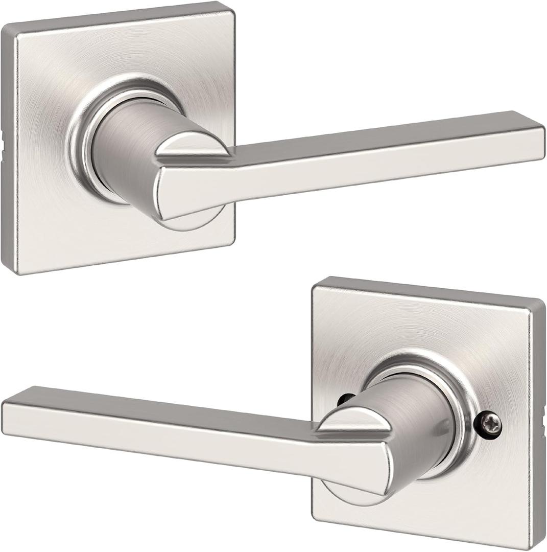 Kwikset Casey Interior Passage Door Handle, Lever For Closet and Hallway Doors, Reversible Non-Locking Handle Lever, Satin Nickel , with Microban Protection