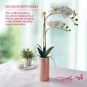 Dolly Parton White Artificial Orchid in Pink Ceramic Pot, 9.8x5.5x24 Inch