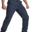 LOOGU Men's Water Resistant Tactical Pants, Ripstop Cargo Pants with Multi-Pockets Hiking Work Outdoor (30W x 30L, Navy)