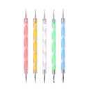 5Pcs Double-ended Nail Art Dotting Pens 10 Different Diameter Ball End Dots Painting Pen Tool 2 Way Nail Art Design Tools for Nail Decorations Art Stippling Engraving Drawing