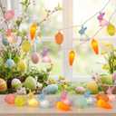 Multicolored Rabbit Cracked Egg and Carrot String Lights, 12FT LED Easter Fairy Light with 20 LED Rabbit Cracked Egg Carrot Lamps, Easter String Lights for Patio Balcony Bedroom Home Easter Decoration