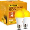 1800K Amber Light Bulbs for Sleep, 99.99% Blue Light Blocking Warm Light Bulbs, 5W Dim Amber Light for Mood Soothing, Baby Nursery, Bedroom, E26/E27 for Most Lamps, 2 Pack