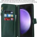 iCoverCase for Samsung Galaxy S23 FE Wallet Case with Card Holder, Kickstand Feature PU Leather Case with Adjustable Crossbody Lanyard Magnetic Clasp Zipper Pocket Flip Cover (Green)