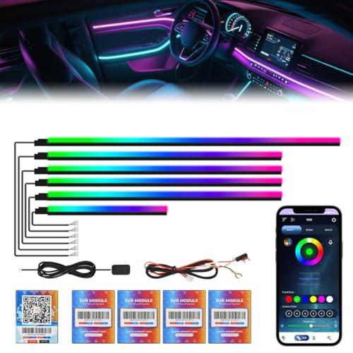 New Version Dreamcolor Acrylic Interior Car Lights 6 in 1 RGB LED Strip Lights with APP Control Zoned Control System 252 Color Modes DIY Fiber Optic Ambient Lighting Kits Music Car Neon Lights