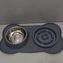 Pecute Slow Feeder Dog Bowls to Slow Down Eating, Dog Bowl Slow Feeder with No-Spill Non-Skid Silicone Mat, Food-Grade Safe Dog Food Bowls Slow Feeder, Stainless Steel Dog Water Bowl for Dogs Cats (Medium-1 Cup/13.5 oz each, Grey)