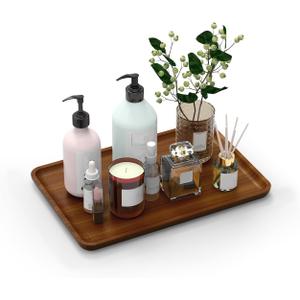 XZHXFX Bamboo Vanity Tray, Decorative Tray for Counter, Coffee Table, Kitchen, Bedroom (Small)