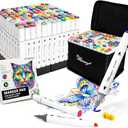 Alcohol Markers 120 Colors - Dual Tip Permanent Markers with Base, Art Drawing Supplies, Color Markers Pens for Adult Kids Gifts, Coloring Painting