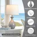 PARTPHONER Table Lamp Set of 2, Modern Ceramic Bedside Lamps for Night Stands, Classic Small Lamp Nightstand Lamp for Bedroom Living Room Desk End Table Rocker Swtich Grey
