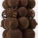 30pcs Velvet Christmas Ball Ornaments, Flocked Shatterproof Christmas Ornaments Hanging Xmas Tree Decorations Set for Home Party Holiday Decor (Multi-Size, Brown)