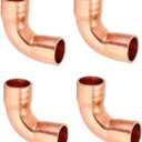 PATIKIL 1/4"ID 0.8mm Thick Elbow Copper Fitting, 4Pcs 99.9% Pure Copper Pipe Fitting 90 Degree Short Radius Tube Connector Sweat Solder for HVAC Refrigeration System