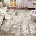 UERMEI 5x7 Area Rug Living Room Rugs - Washable Neutral Modern Abstract Soft Thin Rug Indoor Floor No Slip Rug Carpet for Bedroom Under Dining Table Home Office Decor - Brown/Grey/Beige