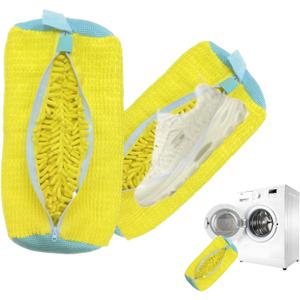 Shoe Washing Machine Bag,Laundry Shoe Bag for Sneaker,Tennis Shoes,Washer and Dryer,Reusable Cleaning Bag for Sock, Delicates,Gym Shoes (Yellow 2pcs)