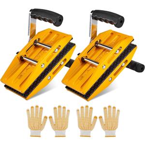 Double Handed Stone Carrying Clamps,Panel Carriers Lifting Tools,660 LBS Heavy Duty Carry Clamp for 0-2.36in Glass Quartz Slabs Marble with Rubber-lined,Granite Lifting Clamp 2Pack Yellow