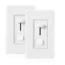 CLOUDY BAY in Wall Dimmer Switch for LED Light/ CFL/ Incandescent, 3-Way Single Pole Dimmable Slide, 600 Watt max, Cover Plate Included, White, 2 Pack
