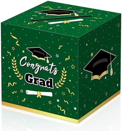 Kelool Green Graduation Decorations 2025, Graduation Party Supplies Congrats Card Box for 2025 Grad Cap Party Decorations,Congrats Grad Cardboard for Gift Favors Grad Parties