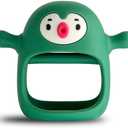 Smily Mia Penguin Buddy Never Drop Silicone Baby Teething Toy for 0-6month Infants, Baby Chew Toys for Teething Pain Relief, Hand Teether for 3-6Months,Gum Massager for Babies, Pine Green