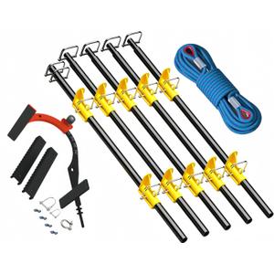 VELCKING 18 Foot 500LB All-Metal Steep Assist Roof Ladder 10M Safety Rope Pitch Hopper Roofing Wedge for Roof Climbing(Black)