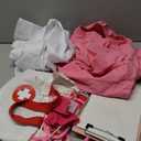 12 PCS Doctor Costume for Kids,Scrubs with Lab Coat/Nurse Costume Kids Set,Girls Boys Doctor Career Day Costumes (10-11 Years, Rose Red)