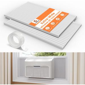 GCGOODS Window Air Conditioner Side Panels, Adjustable Window AC Accordion Panel Kit Fits Up to 21 inch H x 19-1/4 inch W, Extra Wide Window Air Conditioner Curtain Screen Replacement Kit, 2 Pack