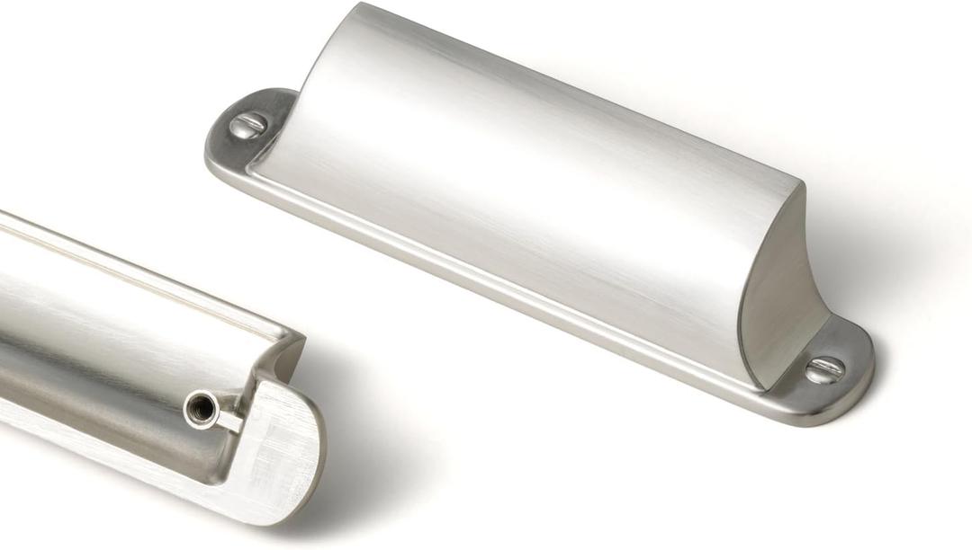 Goo-Ki 6 Pack Cup Drawer Pulls Brushed Satin Nickel Cup Pulls for Cabinets and Drawers, 3" c-c Brushed Nickel Bin Cup Cabinet Pulls Zinc Alloy Kitchen Hardware