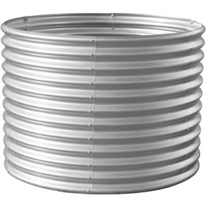 Land Guard 443ft Galvanized Raised Garden Bed Kit, Round Galvanized Planter Raised Garden Boxes Outdoor, Large Metal Raised Garden Beds for Vegetables, Silver