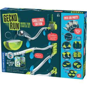 Gecko Run Marble Run Challenge Edition by Thames & Kosmos | Vertical Marble Run w/Flexible Tracks, No-Mess Setup | Challenge Cards for a Head-to-Head Engineering Design Game for Teams or Solo Play