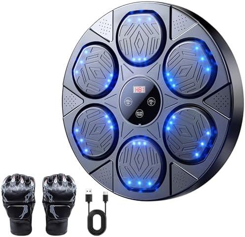 Music Boxing Machine for Adults Kids, Smart Bluetooth Punching Trainer with Gloves, Boxing Workout Equipment Target for Home, Office, Gym (Pack of 4)