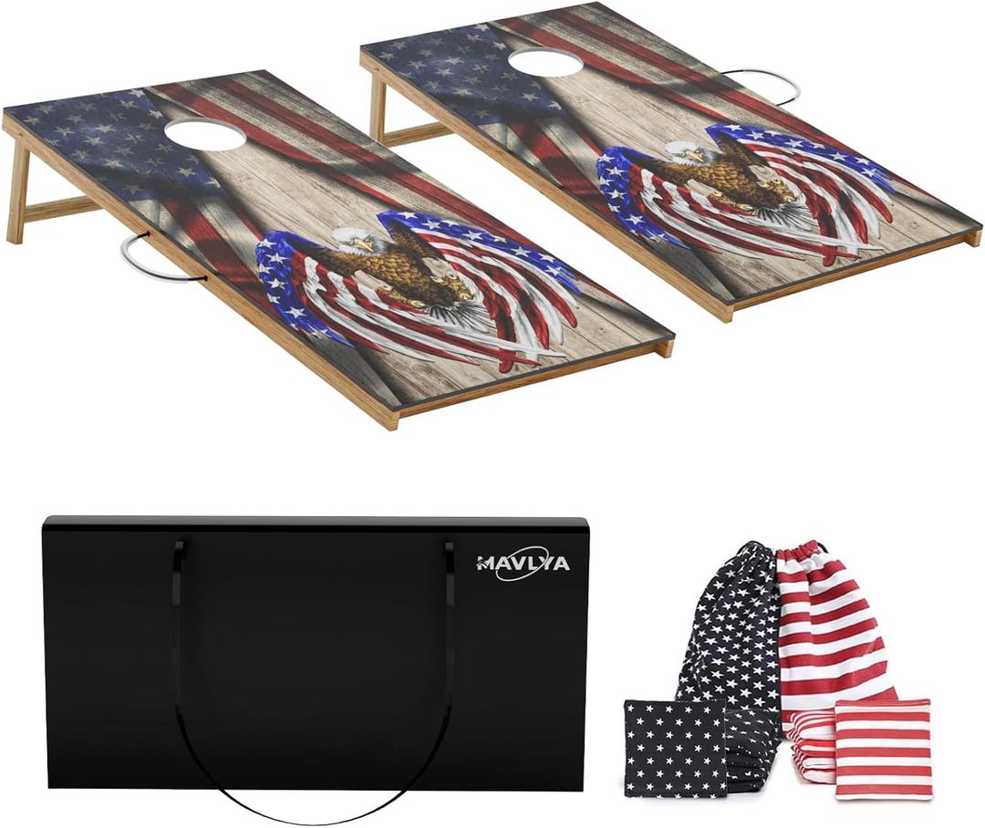 Regulation Size Cornhole Boards Set 2x4 FT with 8 Bean Bags, Portable Cornhole Set with Carrying Case,Corn Hole Games for Adults