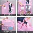 Zilink 40" Dance Costume Garment Bag Clear Dance Costume Bag for Hanging Storage with 5 Clear Zipper Pockets Stable Buckles and Carry Handles for Dance Competition Closet Storage, Pink