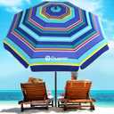 Duerer Beach Umbrellas, 8.5FT Beach Umbrella for Sand with Anchor Heavy Duty Windproof, Height Adjustable Tilt Iron Pole, Portable Beach Umbrella with Carrying Bag for Beach, Patio Garden Outdoor
