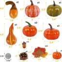 winemana Thanksgiving Fall Decorations for Home-6pcs Mini Pumpkins & 2pcs Gourds, 30pcs Leaves & 10pcs Acorns, 2pcs Pinecones Centerpiece Set-Harvest Decor for Table Mantel (Largest: 4.5" x 2.1")