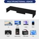 Dual Monitor Stand Riser with Phone Tablet Holder, 35.8in Large Monitor Stand for Desk, Computer Monitor Stand for 2 Monitors, Desk Shelf for Top of Desk, Desktop Organizer for Laptop, Printer, TV (35.7" Black)