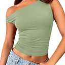 Trendy Queen Womens Double Lined Off The Shoulder Tops Going Out Tank Crop Shirts XL