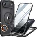 Miracase Magnetic for iPhone Air Case 6.5-inch with Camera Control, [Compatible with MagSafe] Full-Body Protection Slim Phone Case with Built-in Tempered Glass Screen Protector for 17 Air Case, Black