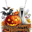 Tumwisk Diamond Art Kits, Halloween Crafts for Adults, Fall Diamond Art, Halloween Home Decor Indoor Doors Garden Windows Horror Funny Hanging Decor Gifts (Pumpkin Ghost)