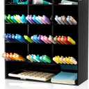 Acrylic Pen Organizer Storage for 150 Markers Vertical Marker Organizer Acrylic Pen Display Holder for Office Desk Desktop Stationery Pencil Storage, Black, 10.2 x 4 x 9.8 Inch