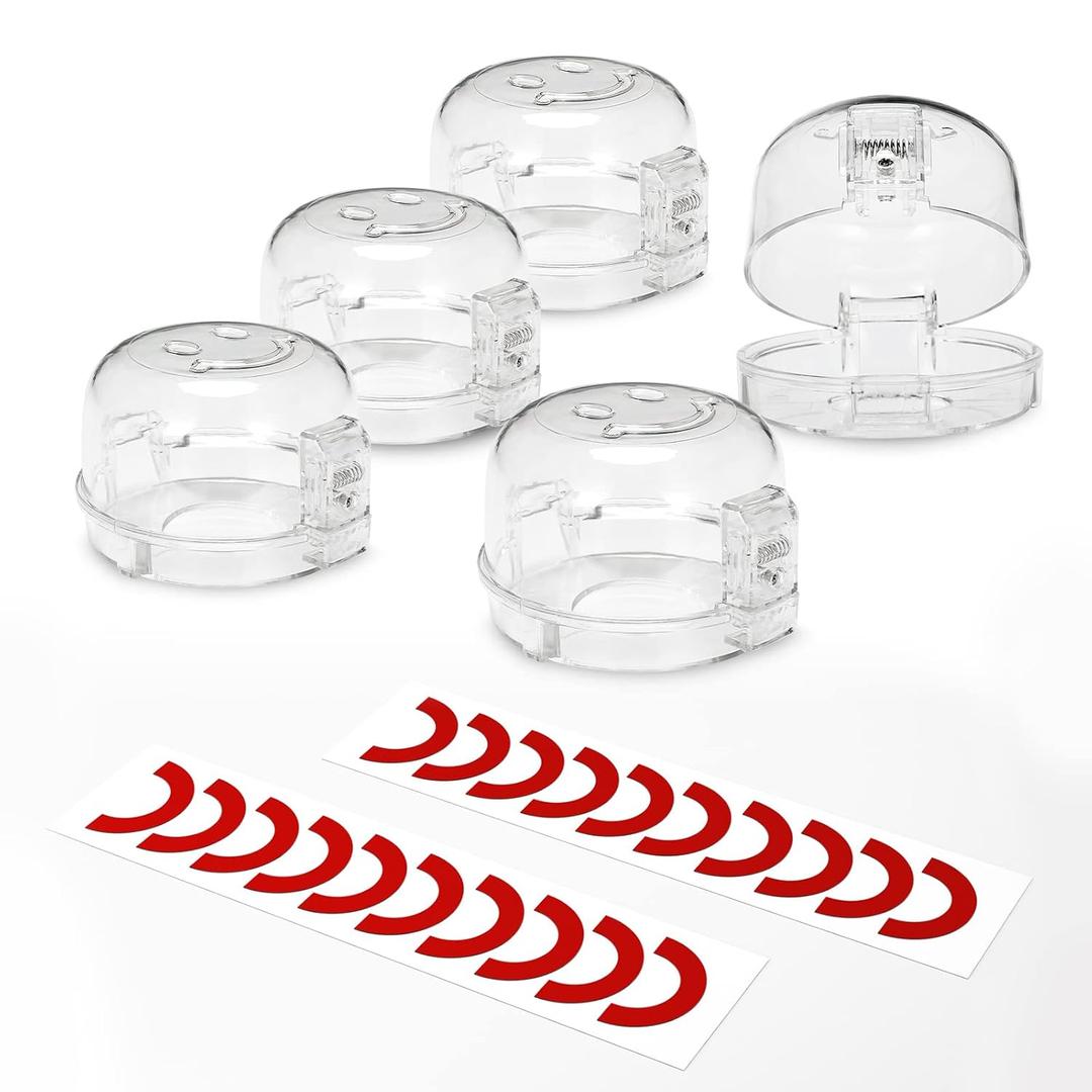 Stove Knob Covers for Child Safety 5 Packs Babepai Upgraded Double-Key Design Universal Size Baby Safety Gas Oven Knob Covers Stove Guard Kid Proofing