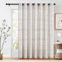 Jinchan Boho Linen Blend Sliding Patio Door Curtains, 84 Inches Long, 1 Panel Divider, Extra Wide, Light Filtering Grommet Curtains for Living Room, 100"W x 84"L (Pack of 1), Back Tab| Sage on Flax