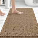 Bcoimo 30x20 Chenille Bath Mat  Non-Slip with Backing Bath Rug Ultra-Absorbent and Machine Washable Bathroom Mat Quick-Dry Design. Ideal for Bathroom Shower and Tub Areas (Khaki)