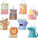 24 Packs Animal Parade Themed Paper Gift Bags, Cute Party Favor Bags with 3D Animal Shapes, Reusable Decorative Gift Tote for Birthdays, Holiday Gifting, Zoo/ Carnival Themed Parties