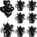 Aluminum Foil Balloon Weights for Parties (6 pcs) - 0.31lb (140g) Each - Premium Balloon Anchors for Birthday, Wedding, Dinner, Indoor & Outdoor Decorations(Black 6pcs)