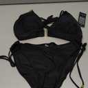 Blooming Jelly Womens Halter Triangle Bikini Sets Two Piece Cheeky Swimsuit String Sexy Bathing Suit Swim Suits, Size Large , Black 