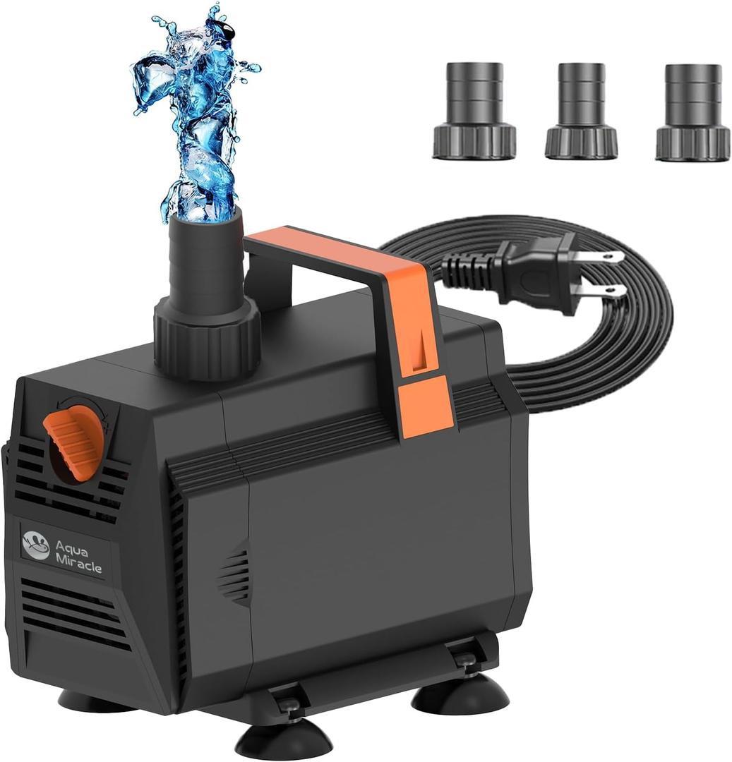 AquaMiracle 1200GPH Submersible Water Pump Pond Pump(4500L/H, 70W), Water Fountain Pump Aquarium Water Pump with Flow Control for Fish Tank, Waterfall, Statuary, Filtration, Water Feature, Hydroponics