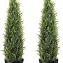 Artificial Cedar Topiary Trees 3FT 2 Set Outdoor Indoor Faux Cypress Plants