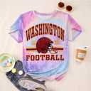 IZYJOY Women Football Shirt Vintage Game Day T-Shirt Sunday Funday Tee Tie Dye Football Season Short Sleeve Tops (L)