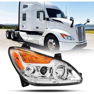 Chrome Kenworth T680 Headlights 2022 2023 2024 Replacement Right Passenger Side [Included All Bulbs] DOT SAE Approved Headlights Assembly (Right Passenger Side)