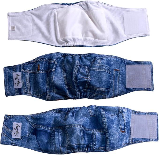 Joy Daog Jean Belly Bands Puppy Wrap XS, 3 Pack